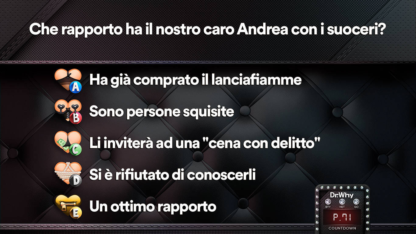 Schermata di esempio di una domanda per feste di addio al celibato