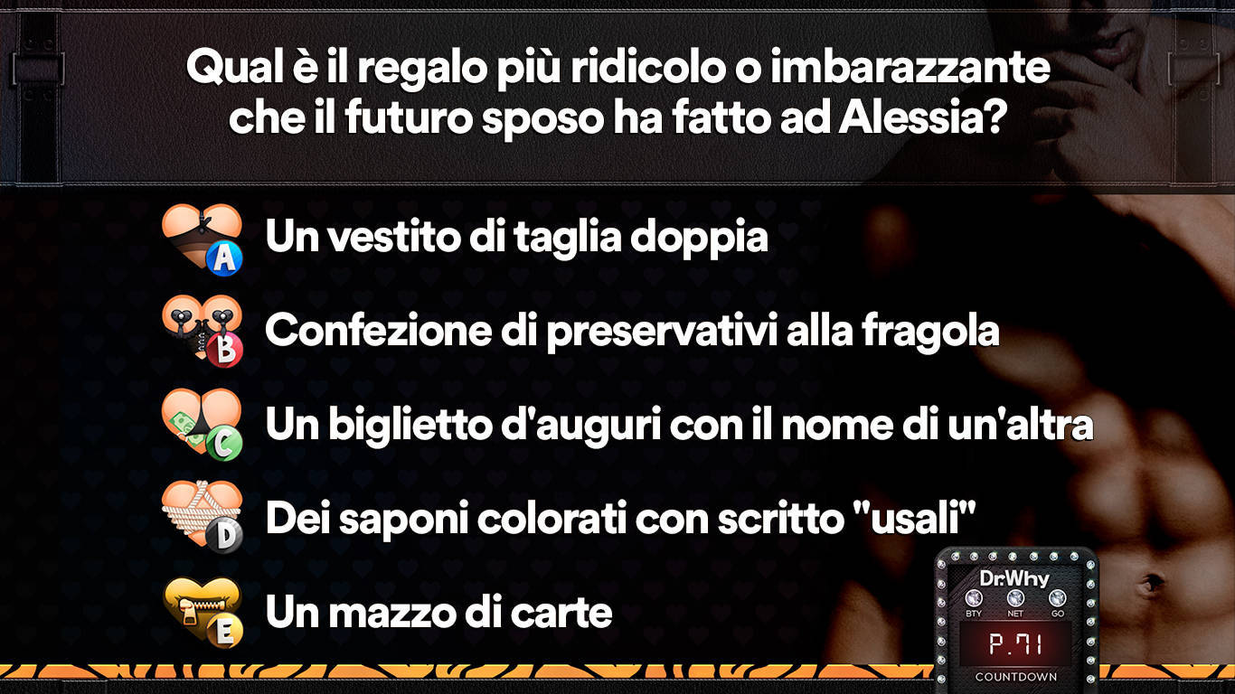 Schermata di esempio di una domanda per feste di addio al nubilato