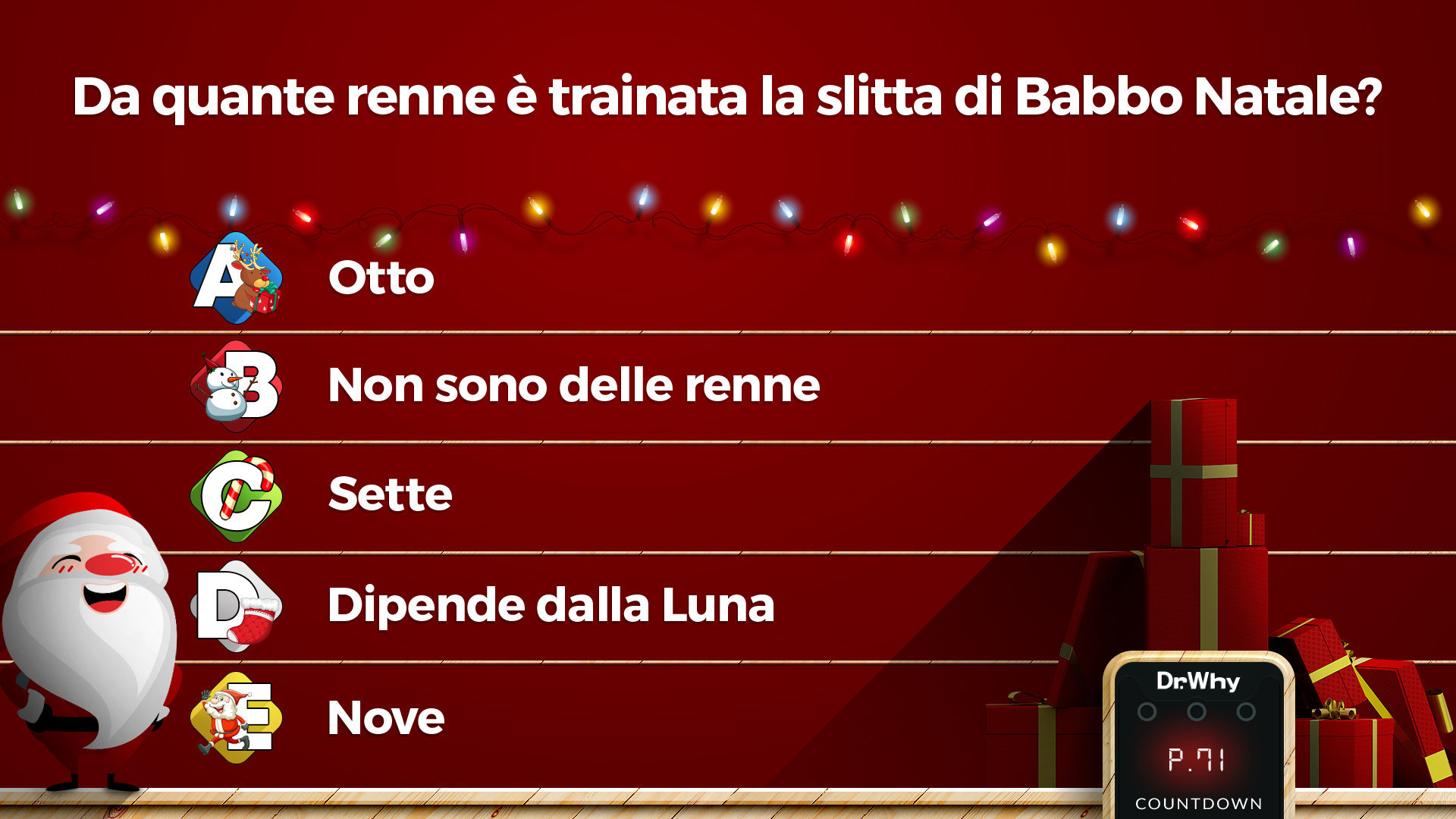 Schermata di esempio di una domanda per feste di Natale