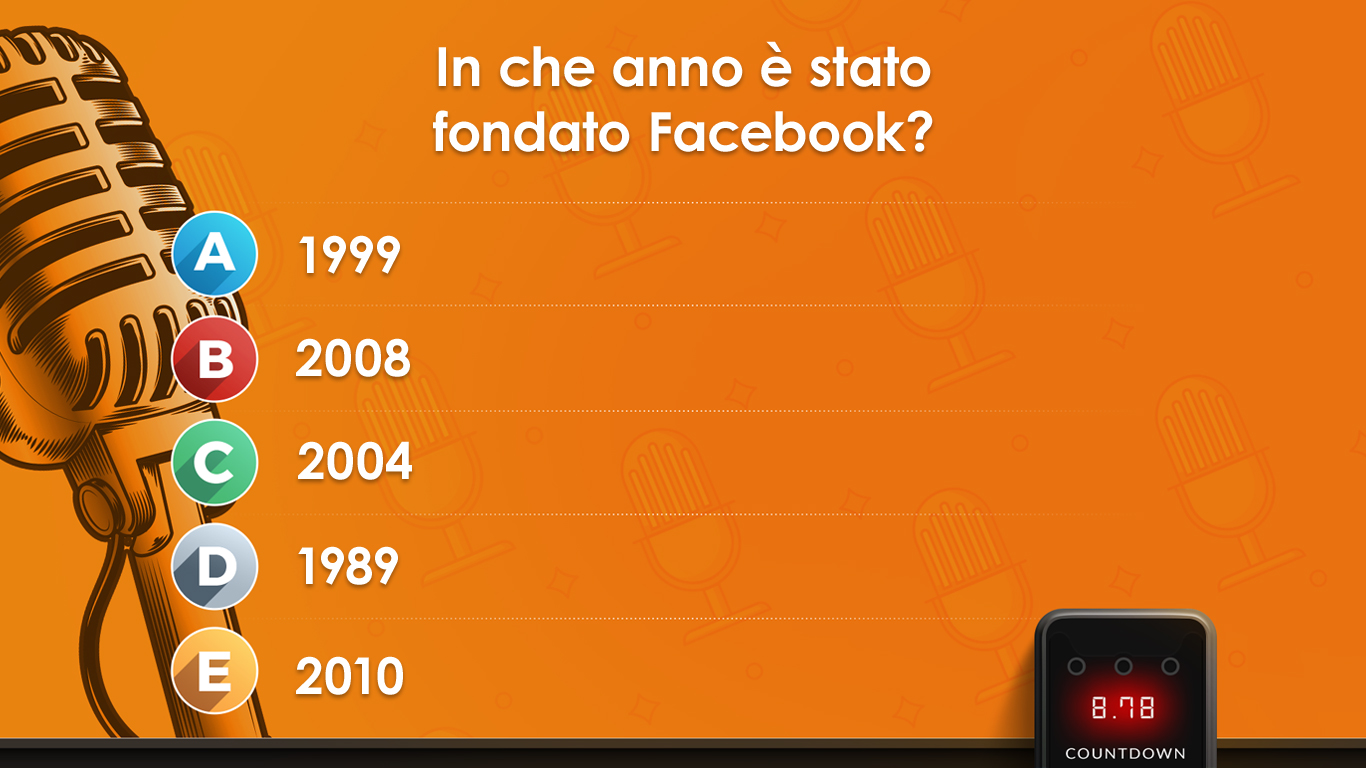 Schermata di esempio di una domanda per Team Building, Convention, Meeting aziendali