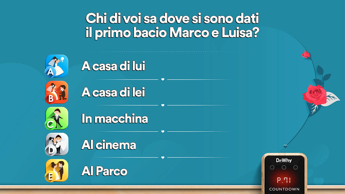 Schermata di esempio di una domanda per ricevimenti di matrimonio